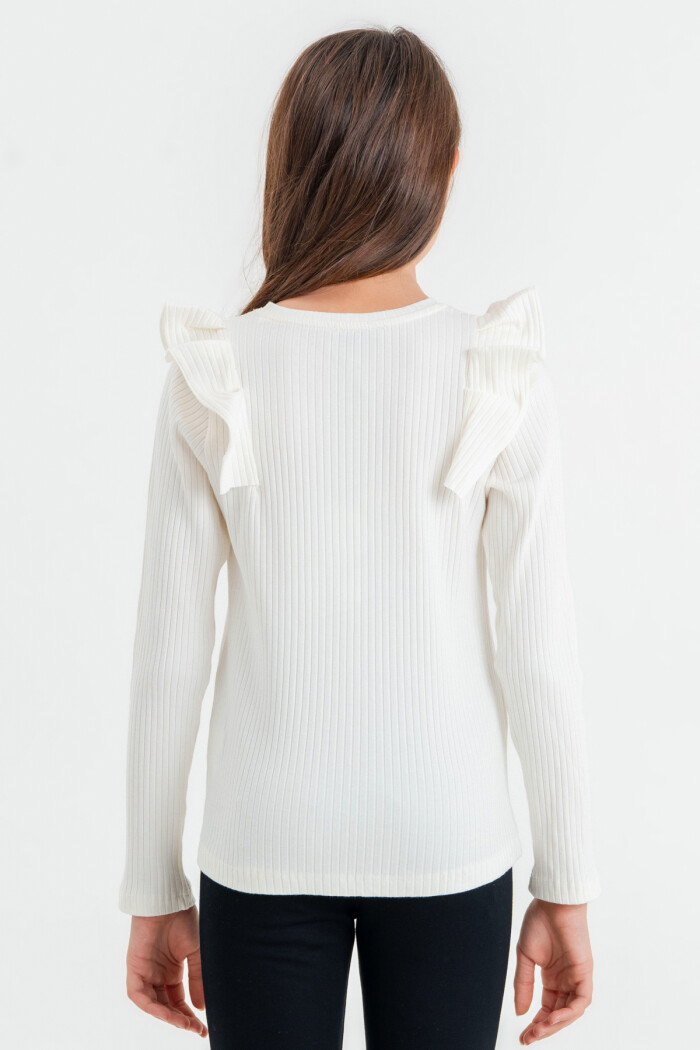 Kız Çocuk Ekru Pileli 4-12 Yaş Badi - 23326-6