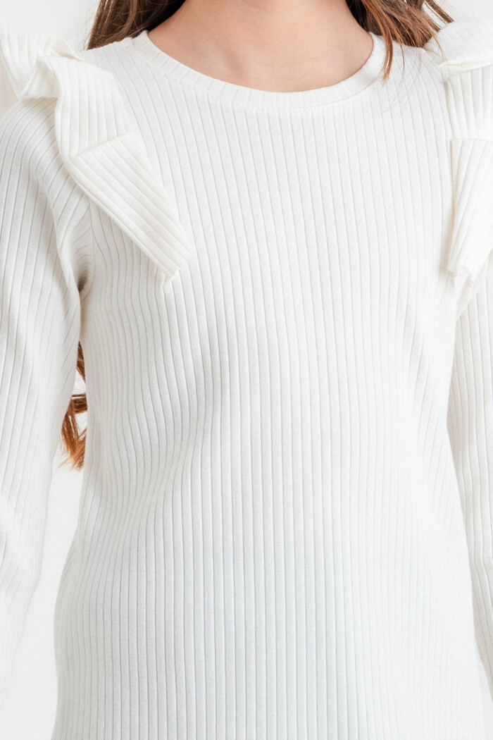 Kız Çocuk Ekru Pileli 4-12 Yaş Badi - 23326-6