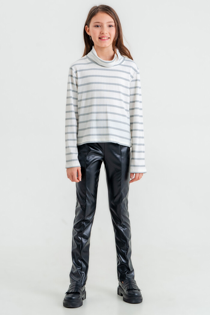 Kız Çocuk Gri Balıkçı Yaka 8-12 Yaş Takım - 23323-4