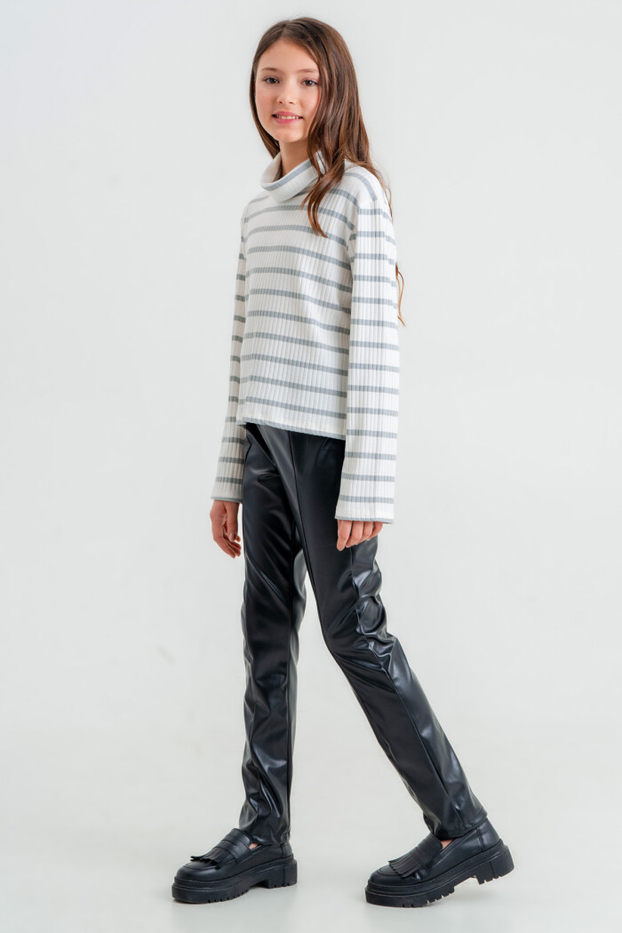 Kız Çocuk Gri Balıkçı Yaka 8-12 Yaş Takım - 23323-4