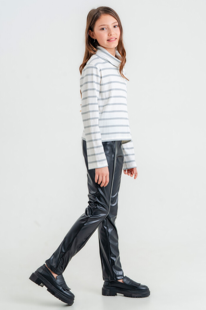 Kız Çocuk Gri Balıkçı Yaka 8-12 Yaş Takım - 23323-4