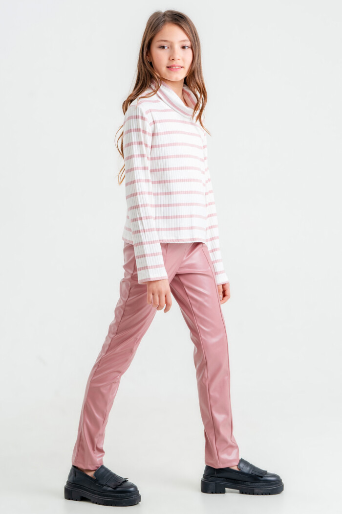 Kız Çocuk Gül Kurusu Balıkçı Yaka 8-12 Yaş Takım - 23323-5