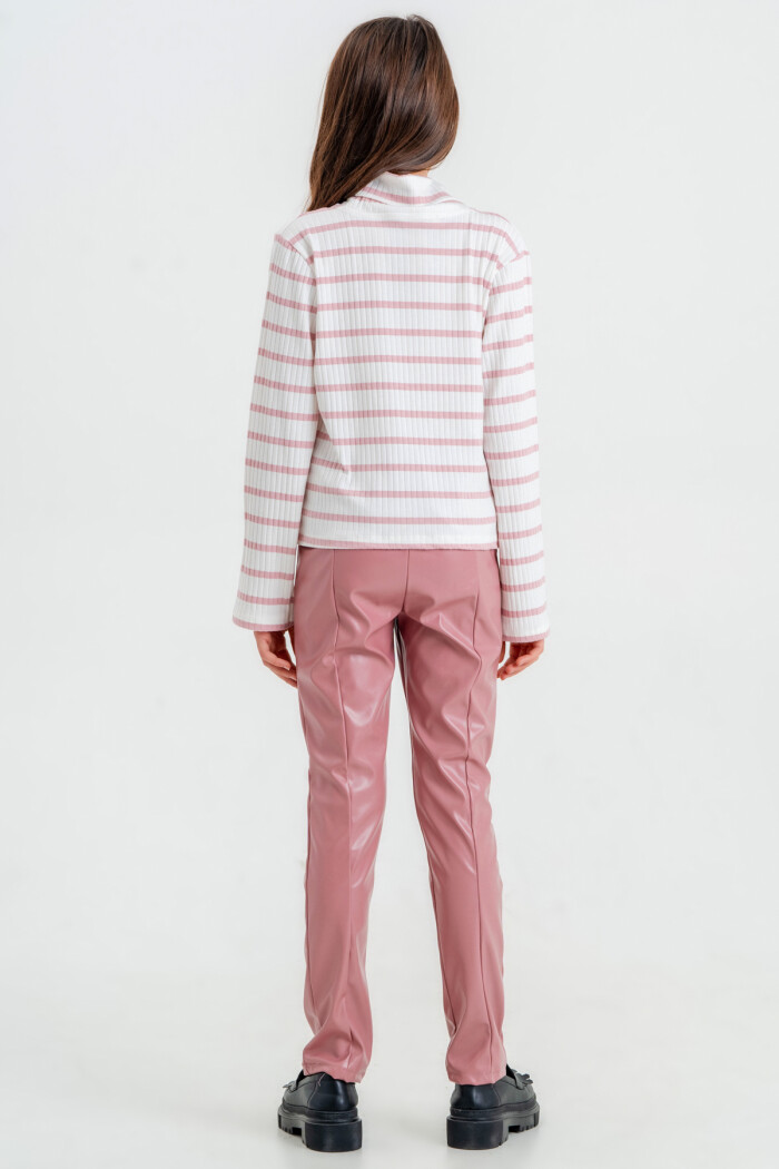 Kız Çocuk Gül Kurusu Balıkçı Yaka 8-12 Yaş Takım - 23323-5