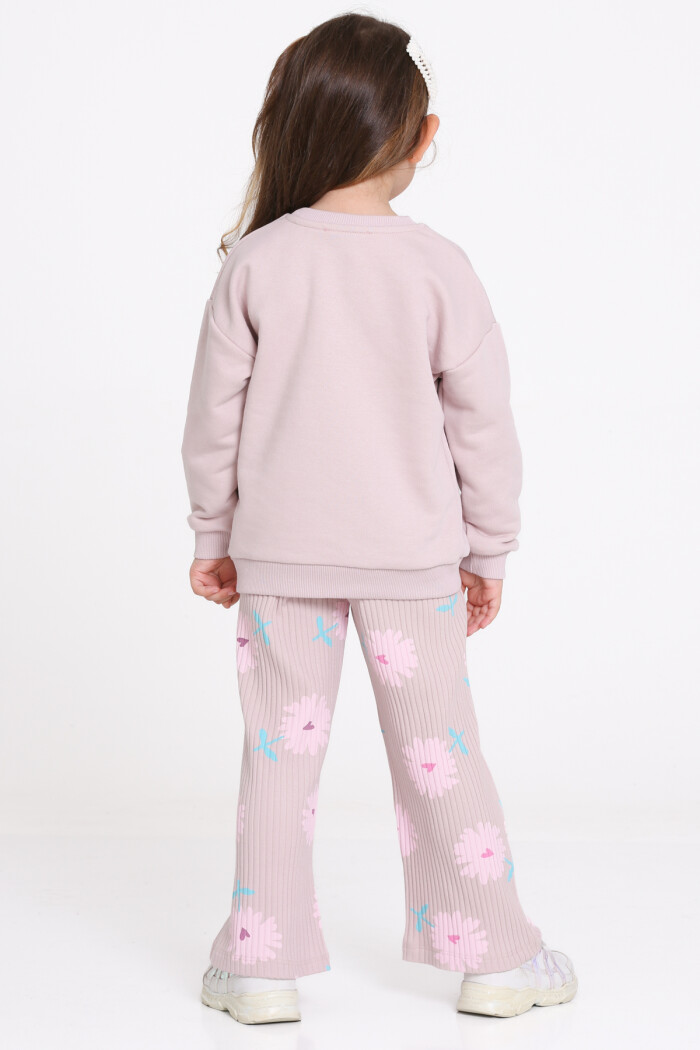 Kız Çocuk Gül Kurusu Ballet & Unicorns Make Me Happy Baskı 1-5 Yaş Takım - 23278-1