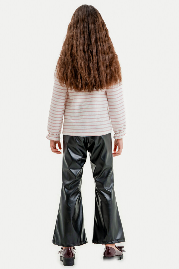 Kız Çocuk Gül Kurusu Çizgili 3-7 Yaş Takım - 23312-3