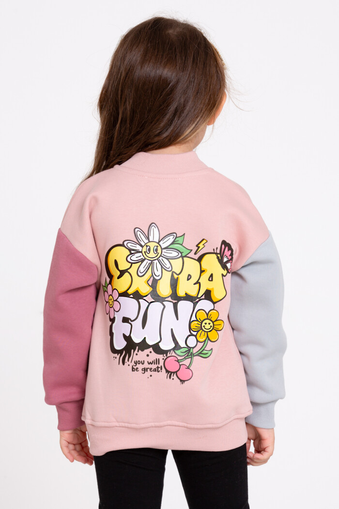 Kız Çocuk Pudra Extra Fun Baskı 1-5 Yaş Kolej Hırka - 23203-3