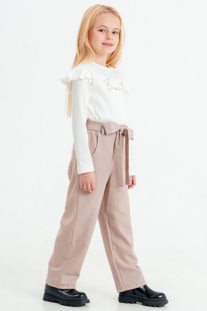 Kız Çocuk Gül Kurusu Fırfırlı 5-9 Yaş Takım - 23442-1