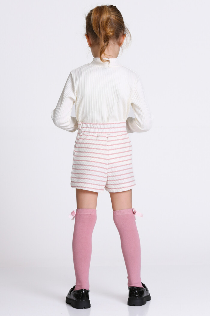 Kız Çocuk Gül Kurusu Glamour Şort Etekli 3-7 Yaş Takım - 23320-3