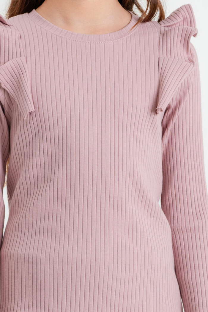 Kız Çocuk Gül Kurusu Pileli 4-12 Yaş Badi - 23326-2