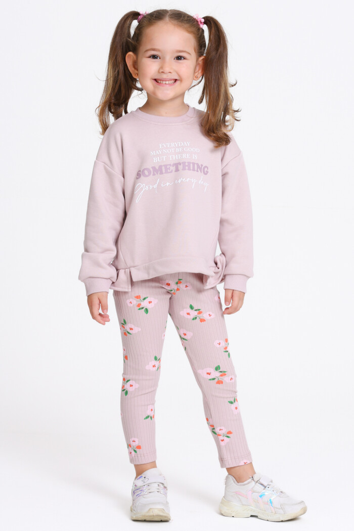 Kız Çocuk Gül Kurusu Something Baskı 1-5 Yaş Takım - 23280-1