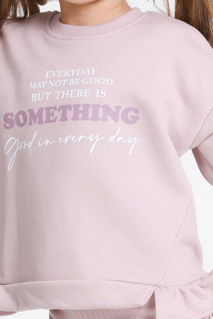 Kız Çocuk Gül Kurusu Something Baskı 1-5 Yaş Takım - 23280-1