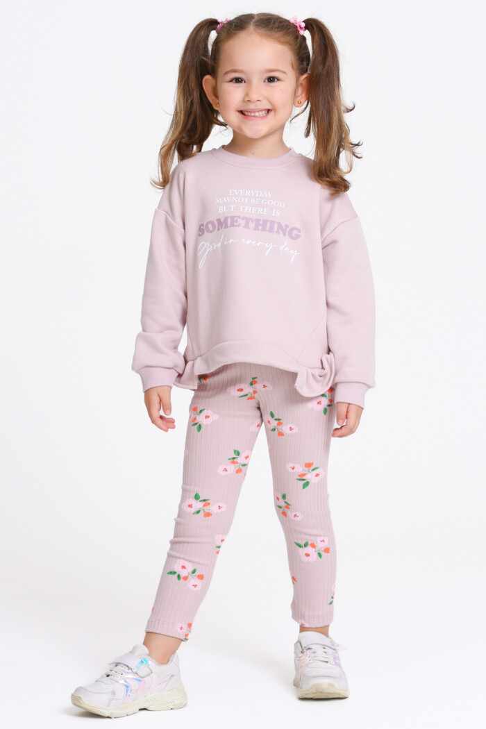 Kız Çocuk Gül Kurusu Something Baskı 1-5 Yaş Takım - 23280-1