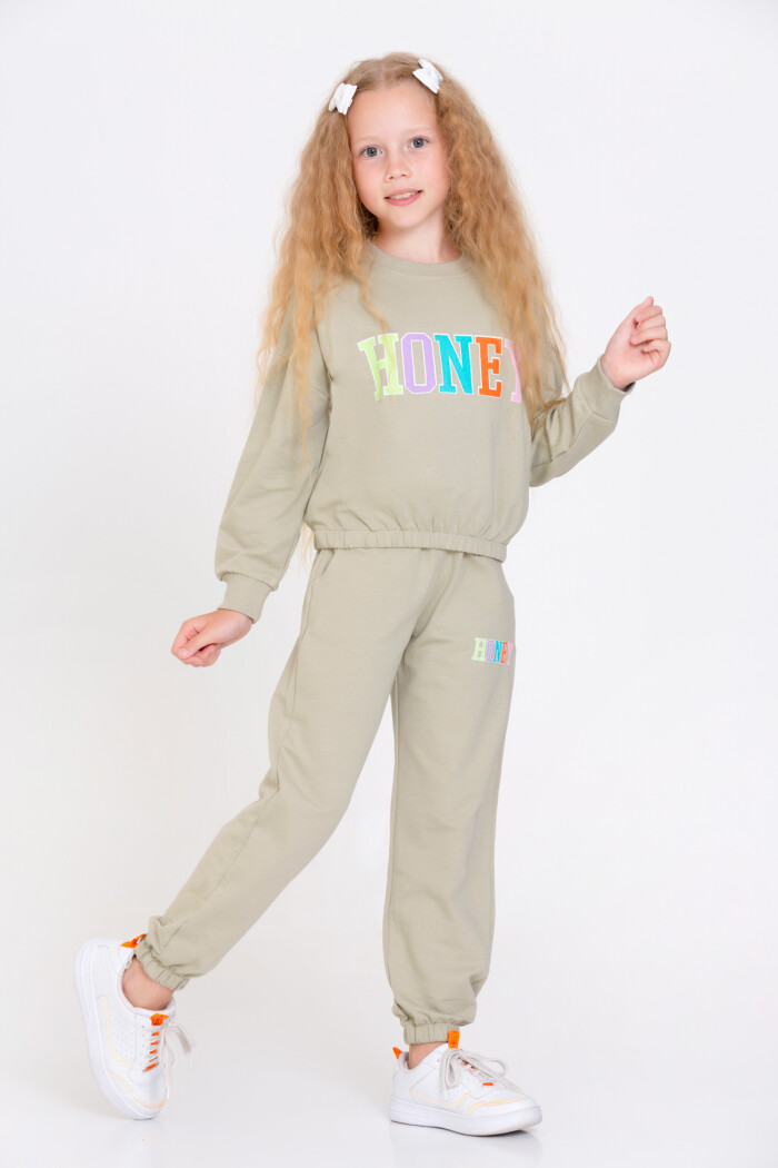 Kız Çocuk Haki Honey Baskı 5-9 Yaş Takım - 23102-3