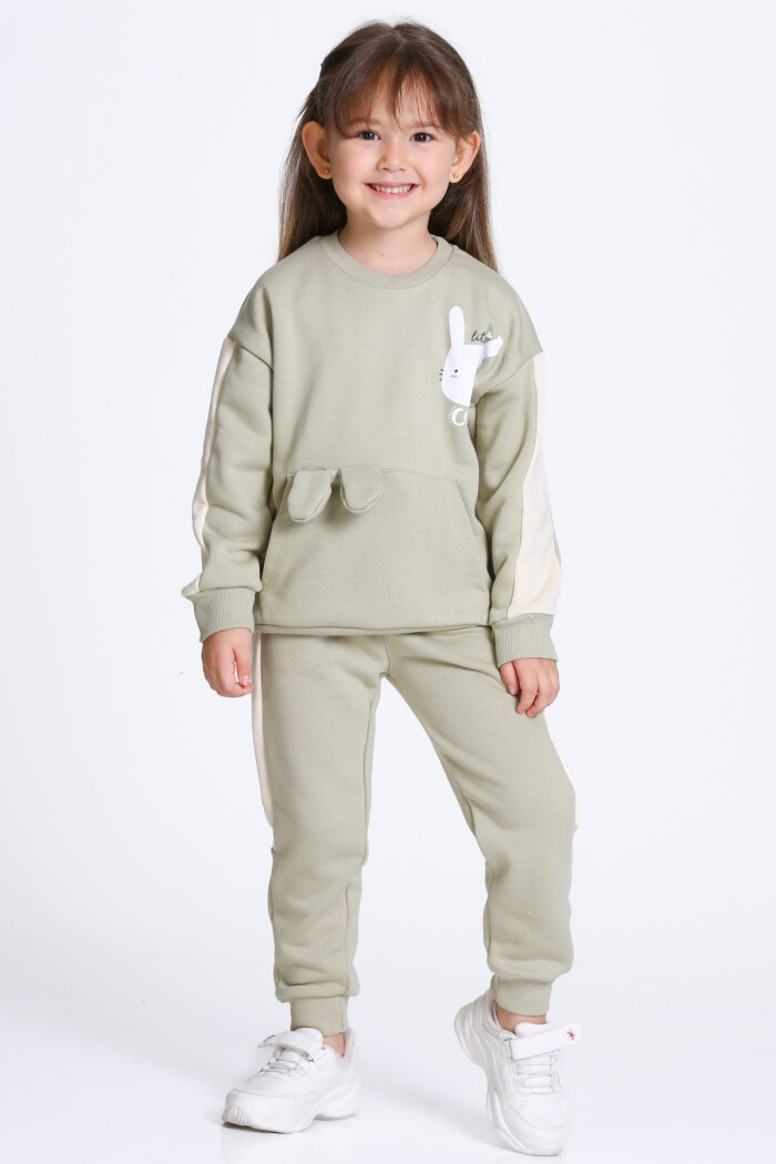 Kız Çocuk Haki Little Cutie Baskı 1-5 Yaş Takım - 23304-3