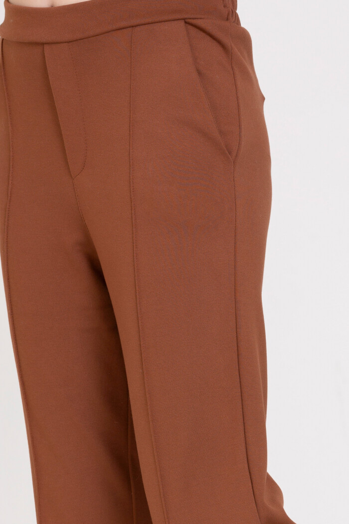 Kız Çocuk Kahve Çelik Örme 4-12 Yaş Pantolon - 23169-1