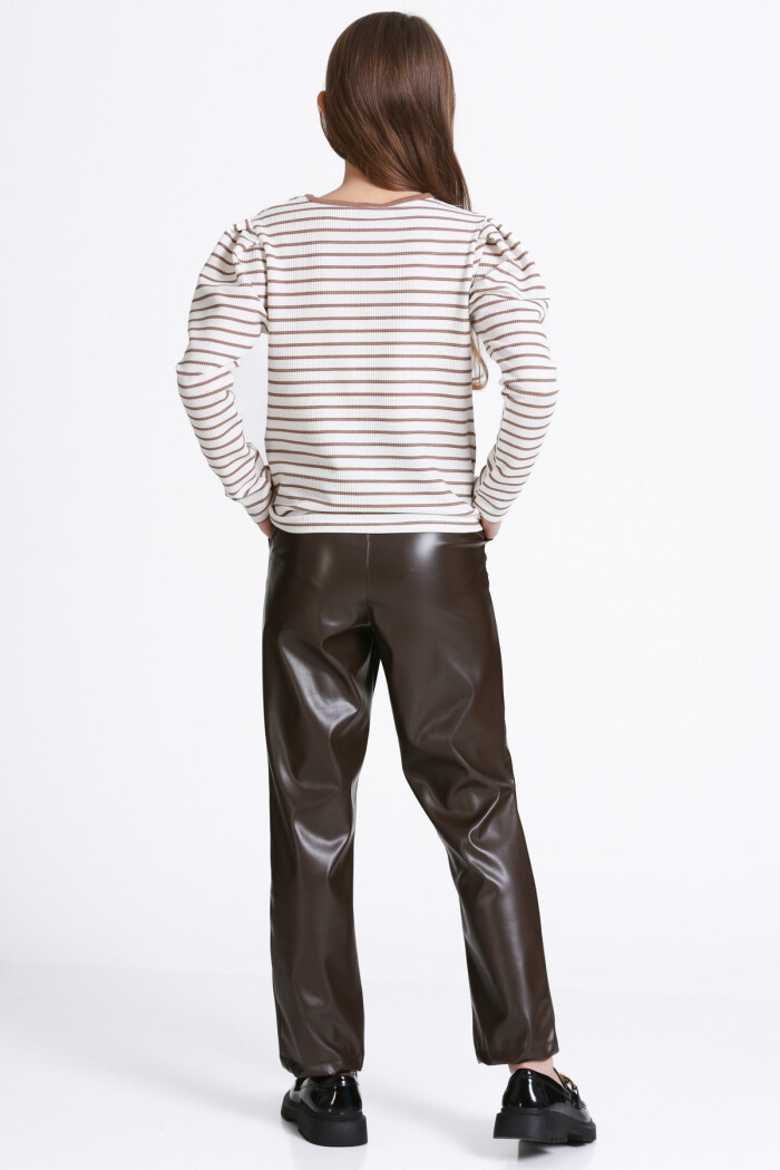 Kız Çocuk Kahve Çizgili 5-9 Yaş Takım - 23314-4