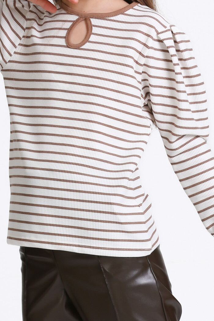 Kız Çocuk Kahve Çizgili 5-9 Yaş Takım - 23314-4