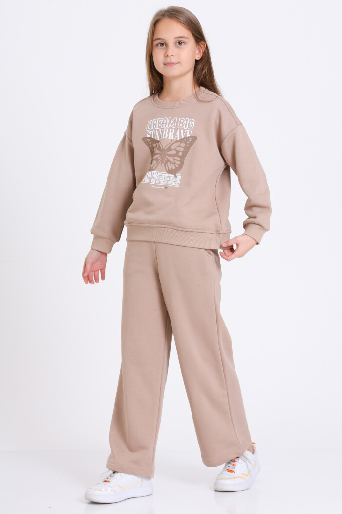 Kız Çocuk Kahve Dream Big Staybrave Baskı 5-9 Yaş Takım - 23302-1