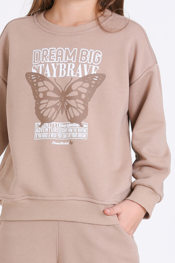 Kız Çocuk Kahve Dream Big Staybrave Baskı 5-9 Yaş Takım - 23302-1