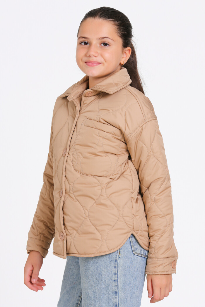 Kız Çocuk Kahve Kapitone Mevsimlik 7-12 Yaş Mont - 23242-3