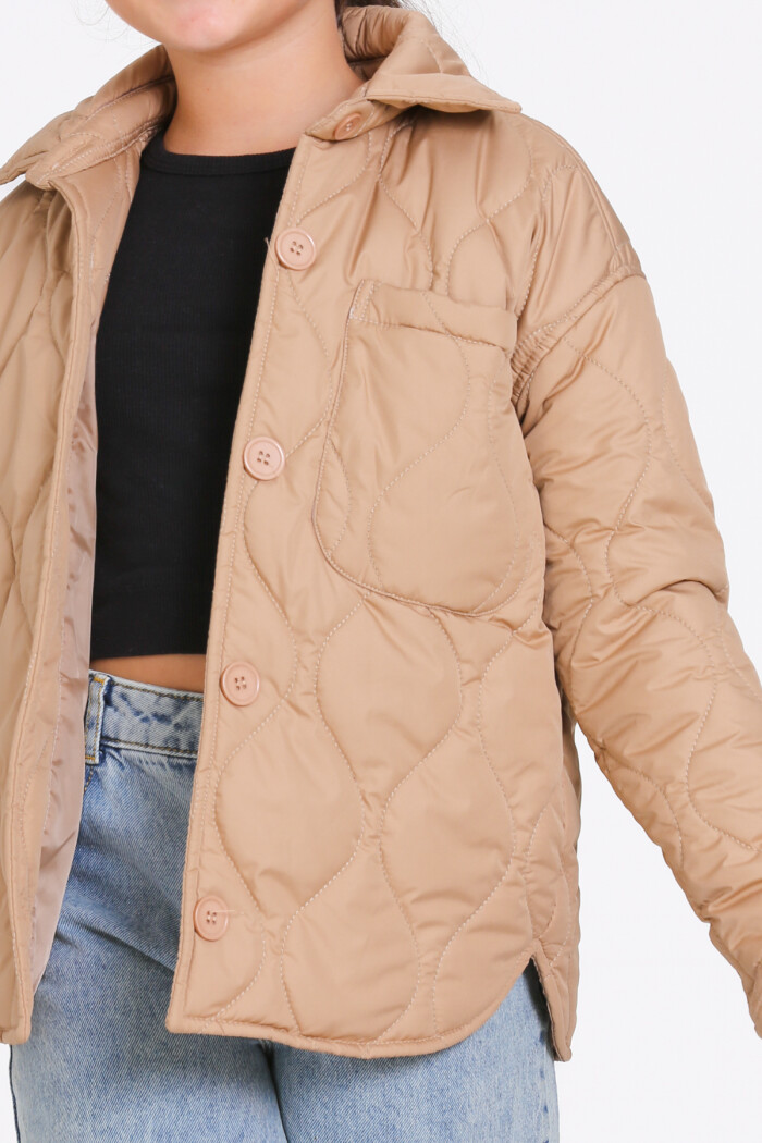 Kız Çocuk Kahve Kapitone Mevsimlik 7-12 Yaş Mont - 23242-3