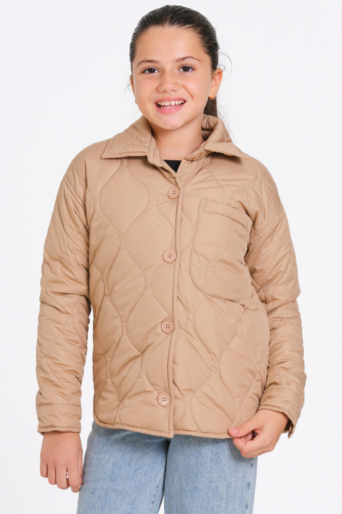 Kız Çocuk Kahve Kapitone Mevsimlik 7-12 Yaş Mont - 23242-3