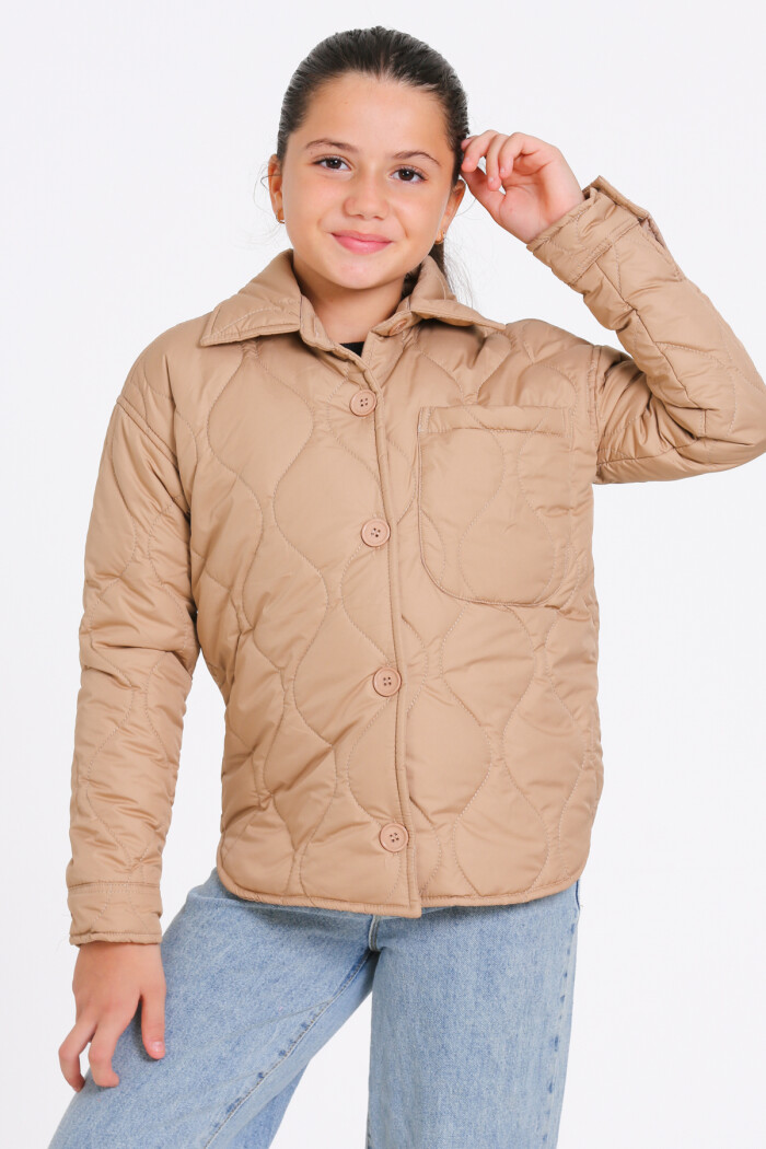 Kız Çocuk Kahve Kapitone Mevsimlik 7-12 Yaş Mont - 23242-3