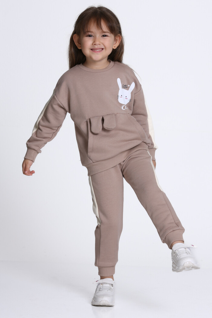 Kız Çocuk Kahve Little Cutie Baskı 1-5 Yaş Takım - 23304-4