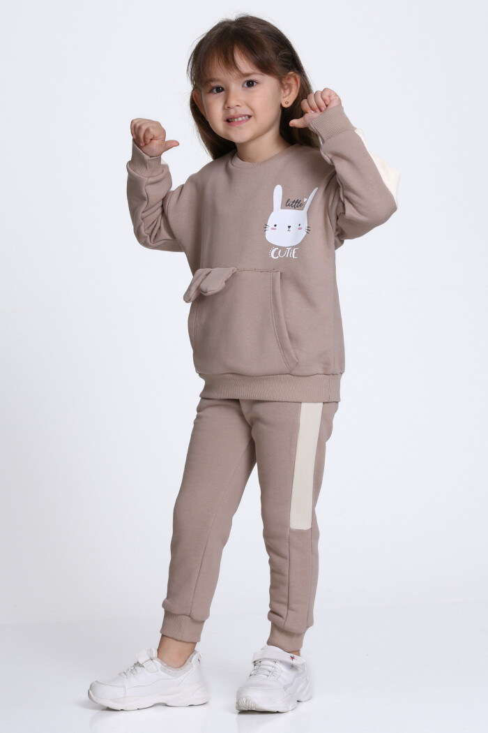 Kız Çocuk Kahve Little Cutie Baskı 1-5 Yaş Takım - 23304-4