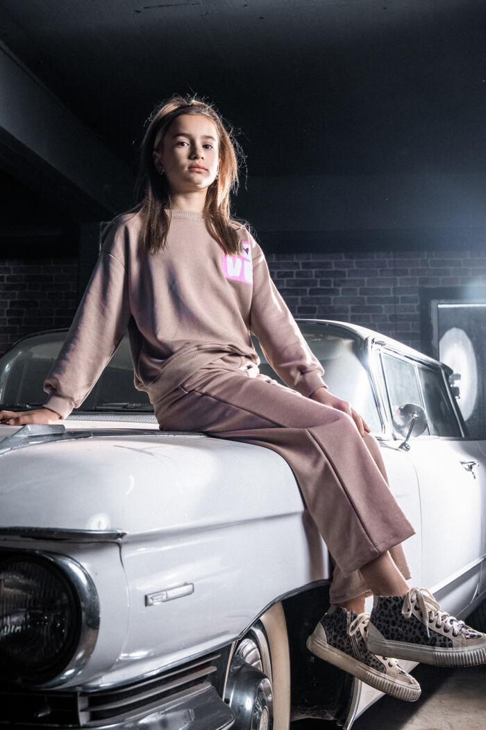 Kız Çocuk Kahve Love Baskı 5-9 Yaş Takım - 23303-1