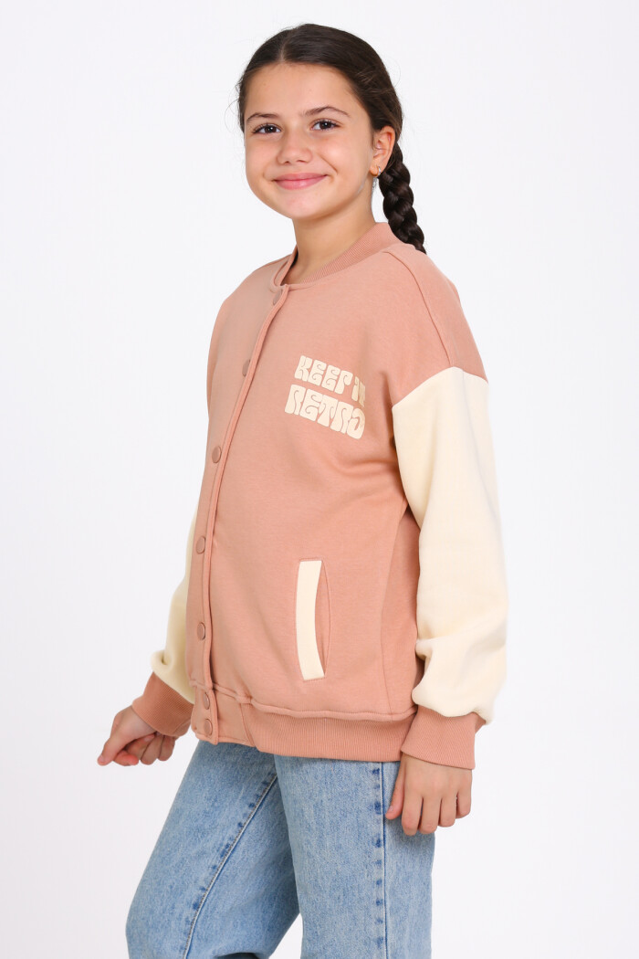 Kız Çocuk Kiremit Keer It Retro Baskı 8-12 Yaş Kolej Hırka - 23213-6