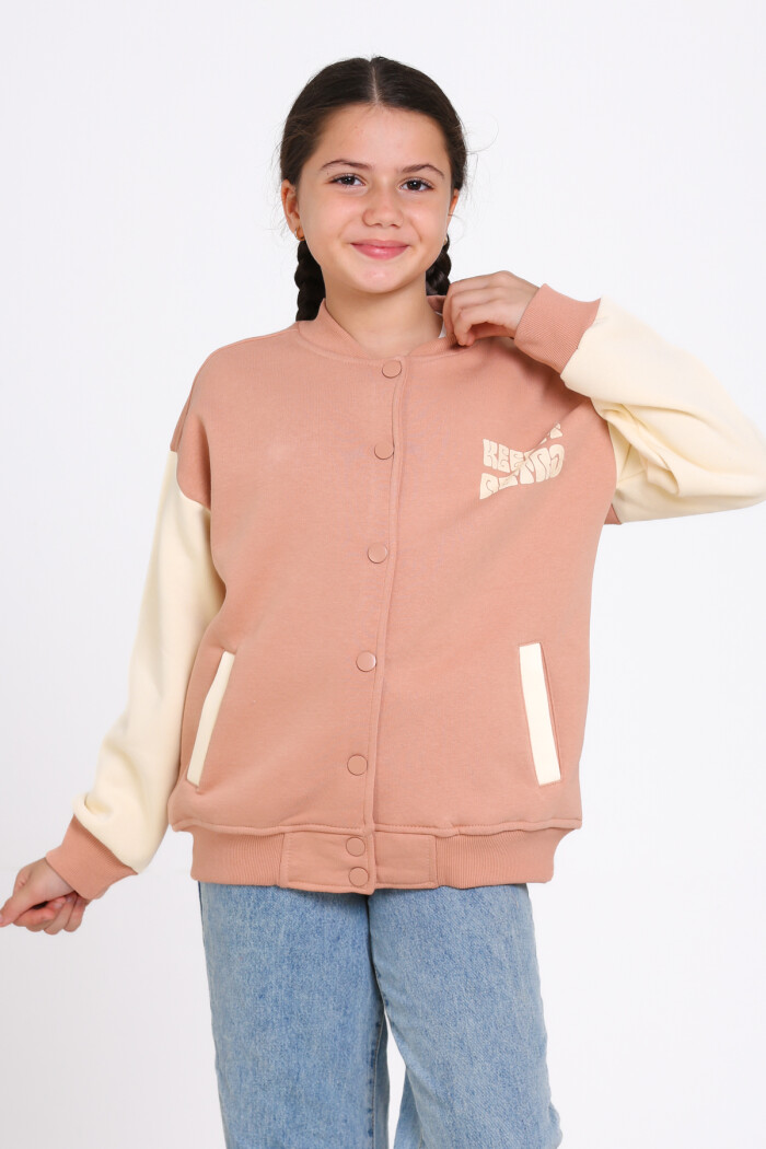 Kız Çocuk Kiremit Keer It Retro Baskı 8-12 Yaş Kolej Hırka - 23213-6