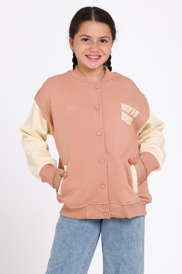 Kız Çocuk Kiremit Keer It Retro Baskı 8-12 Yaş Kolej Hırka - 23213-6