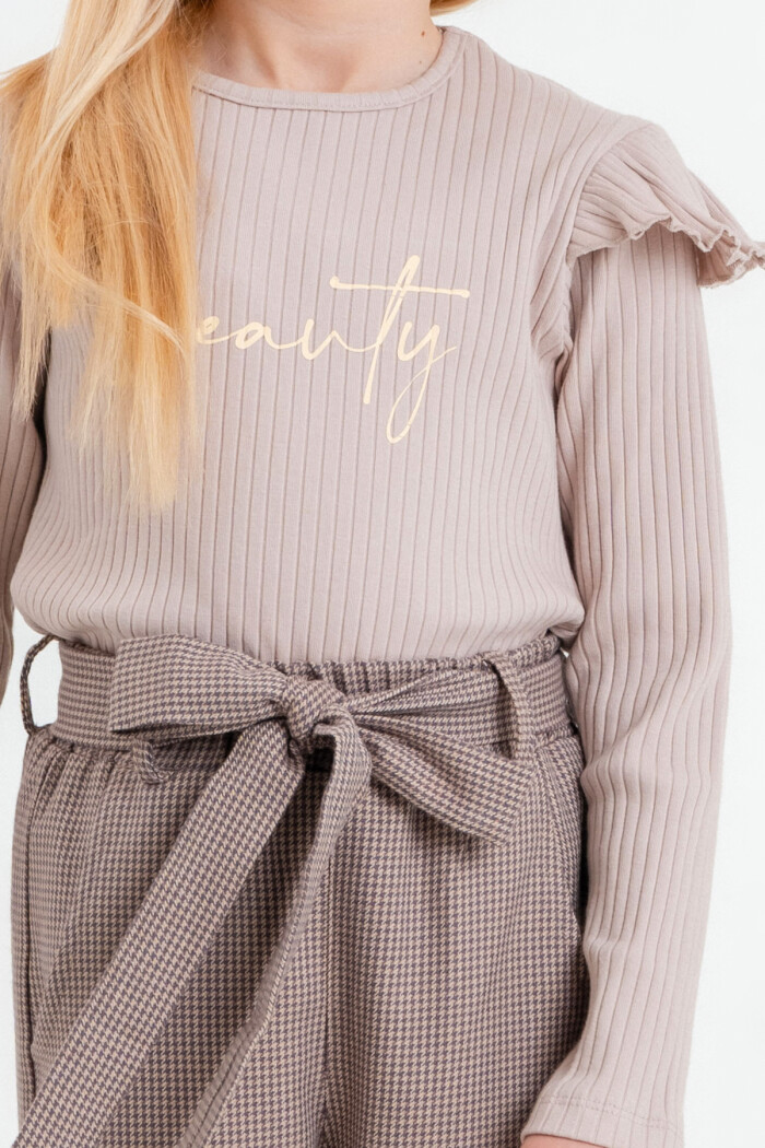 Kız Çocuk Krem Fırfırlı 5-9 Yaş Takım - 23442-2