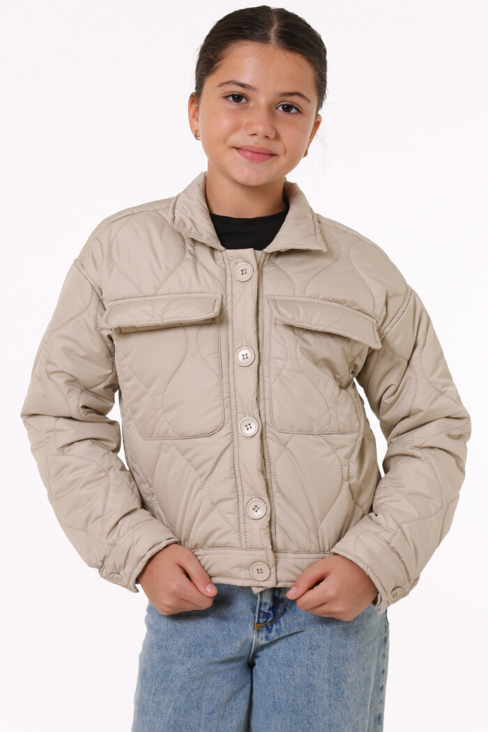 Kız Çocuk Krem Kapitone Mevsimlik 7-12 Yaş Mont - 23241-4