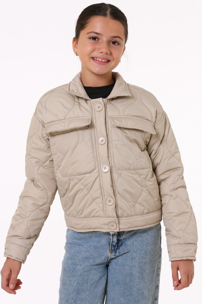 Kız Çocuk Krem Kapitone Mevsimlik 7-12 Yaş Mont - 23241-4