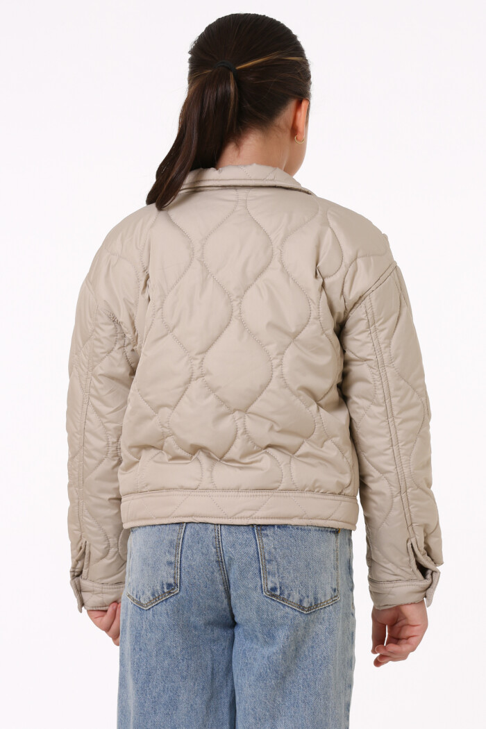 Kız Çocuk Krem Kapitone Mevsimlik 7-12 Yaş Mont - 23241-4