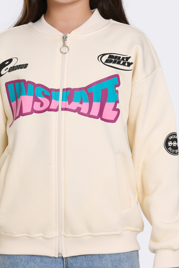 Kız Çocuk Krem Unserate Baskı 8-12 Yaş Hırka - 23212-3