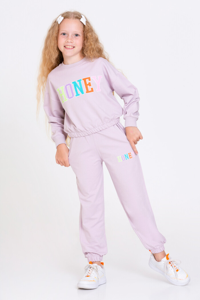 Kız Çocuk Lila Honey Baskı 5-9 Yaş Takım - 23102-4