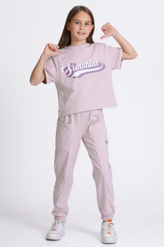 Lila Sunshine Baskı 5-9 Yaş Takım - 2403-3