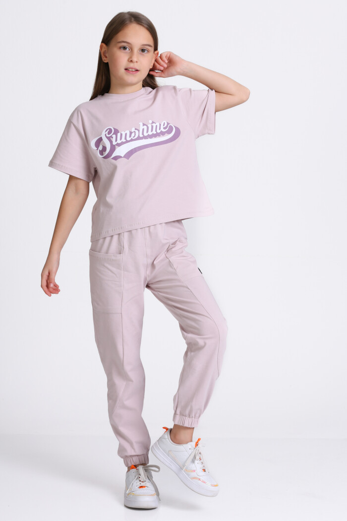 Lila Sunshine Baskı 5-9 Yaş Takım - 2403-3