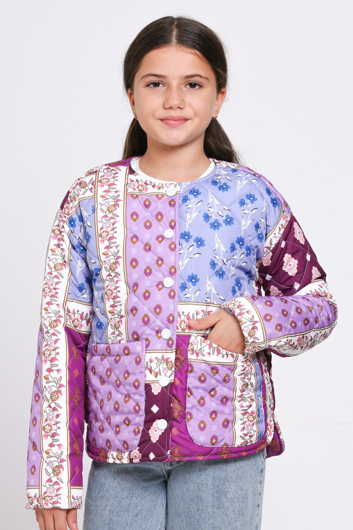 Kız Çocuk Mürdüm Kapitone Mevsimlik 7-12 Yaş Mont - 23244-3