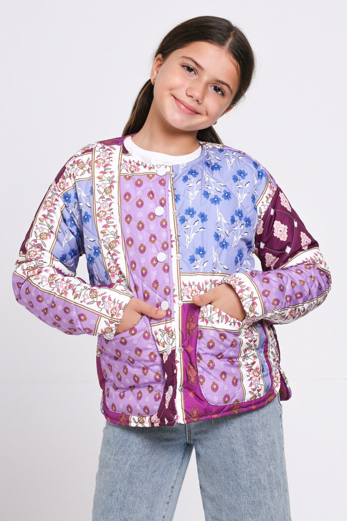 Kız Çocuk Mürdüm Kapitone Mevsimlik 7-12 Yaş Mont - 23244-3