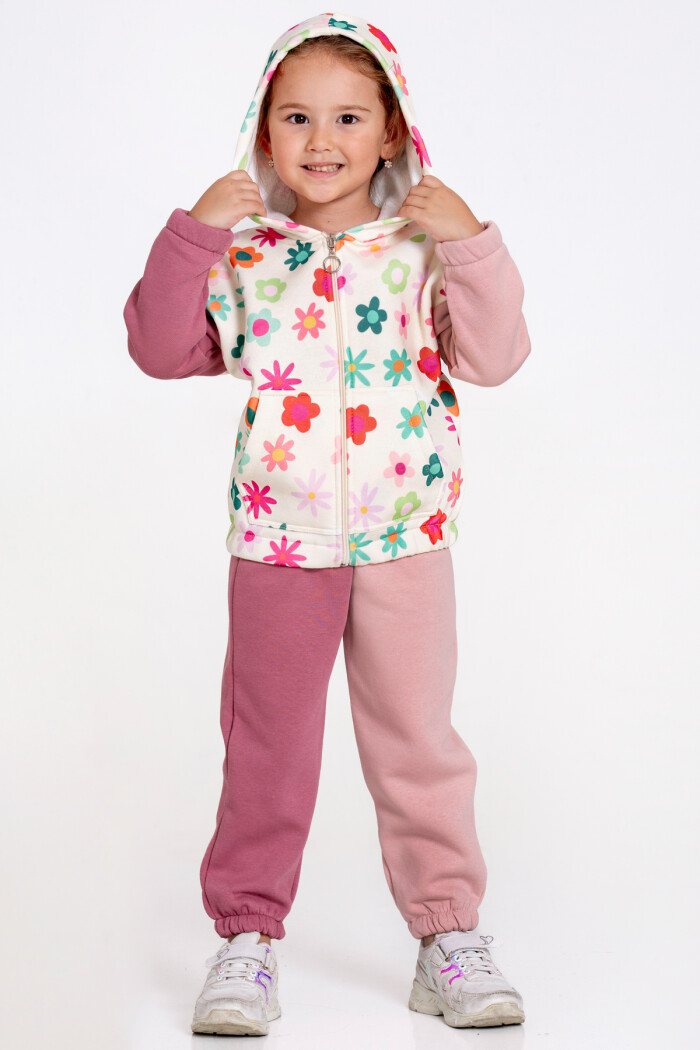 Kız Çocuk Nar Çiçeği Çiçek Desenli 1-5 Yaş Takım - 23247-1