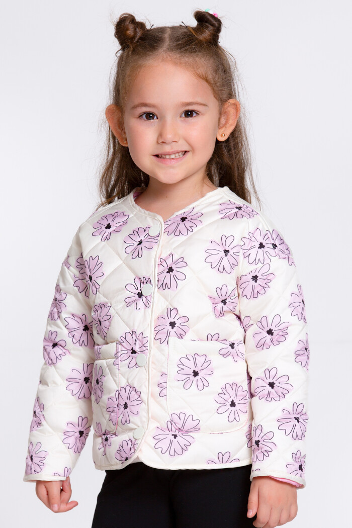 Kız Çocuk Lila Çiçek Desenli 1-6 Yaş Mont - 23238-3