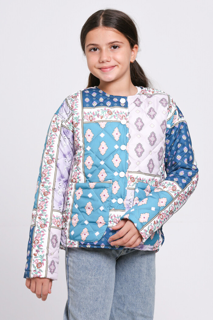 Kız Çocuk Petrol Kapitone Mevsimlik 7-12 Yaş Mont - 23244-2