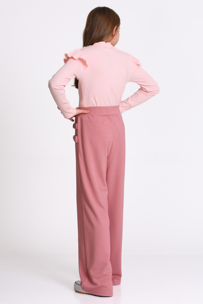 Kız Çocuk Pudra Düğmeli 8-12 Yaş Takım - 23318-1