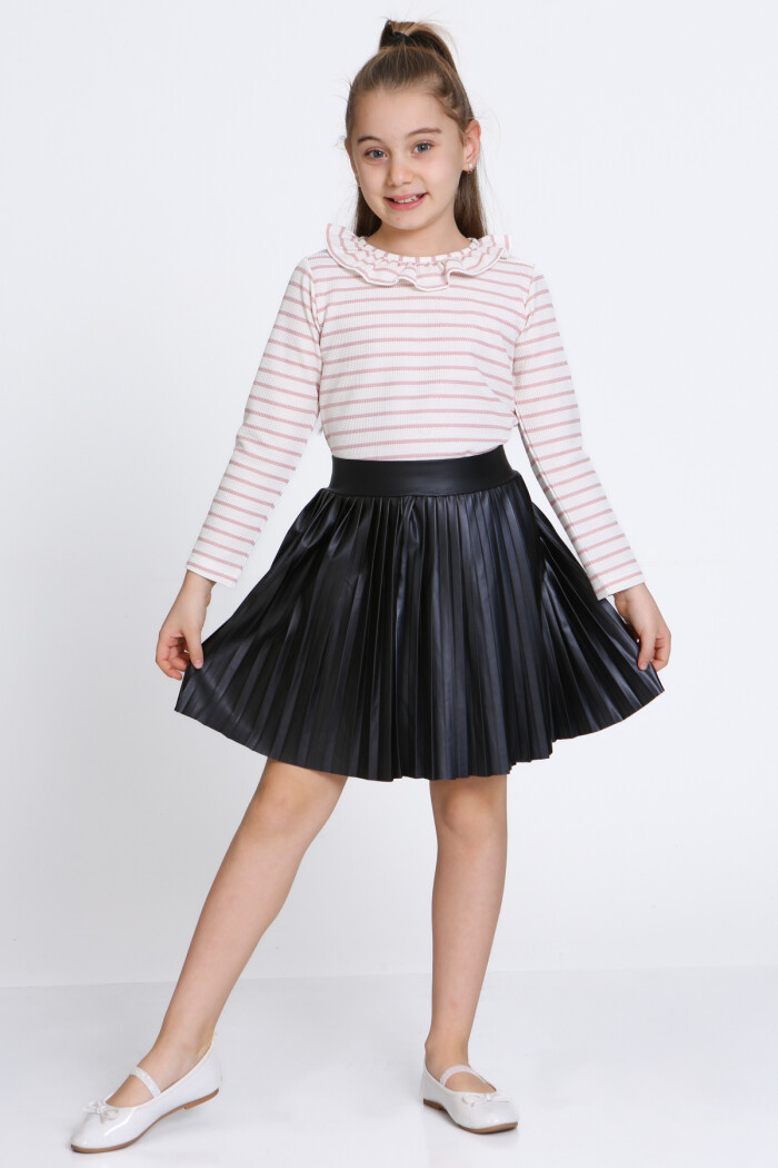 Kız Çocuk Pudra Etekli 3-7 Yaş Takım - 23310-2