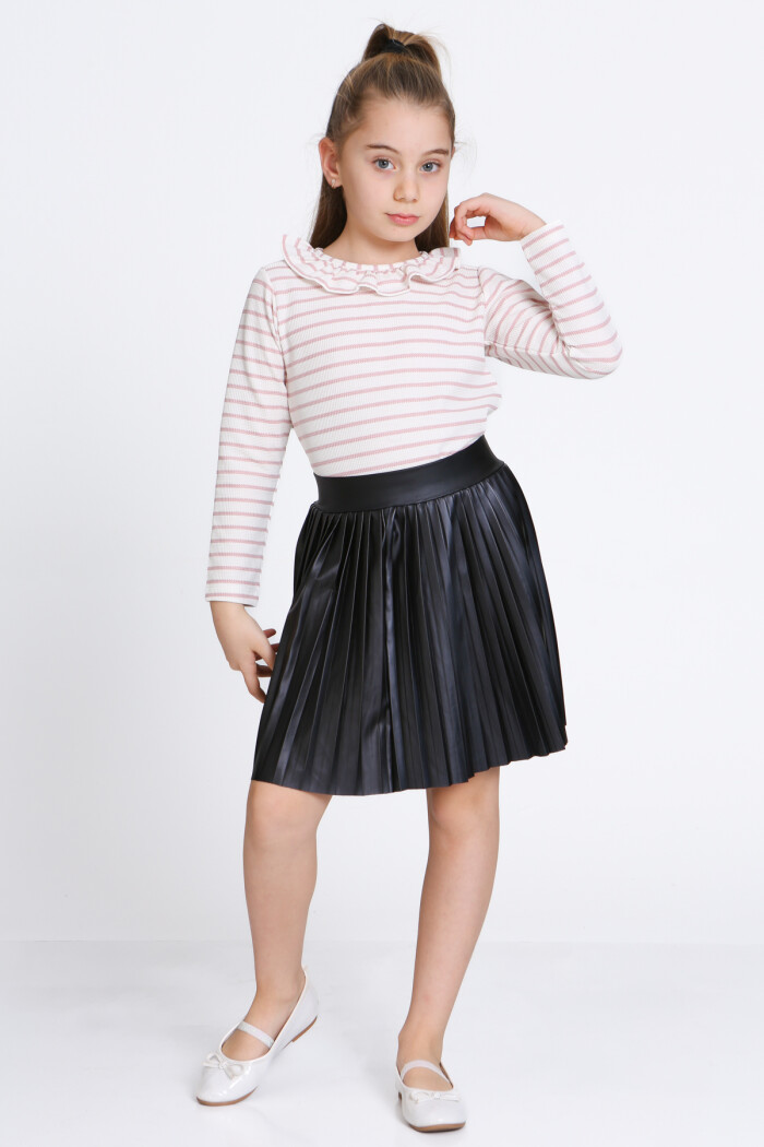 Kız Çocuk Pudra Etekli 3-7 Yaş Takım - 23310-2