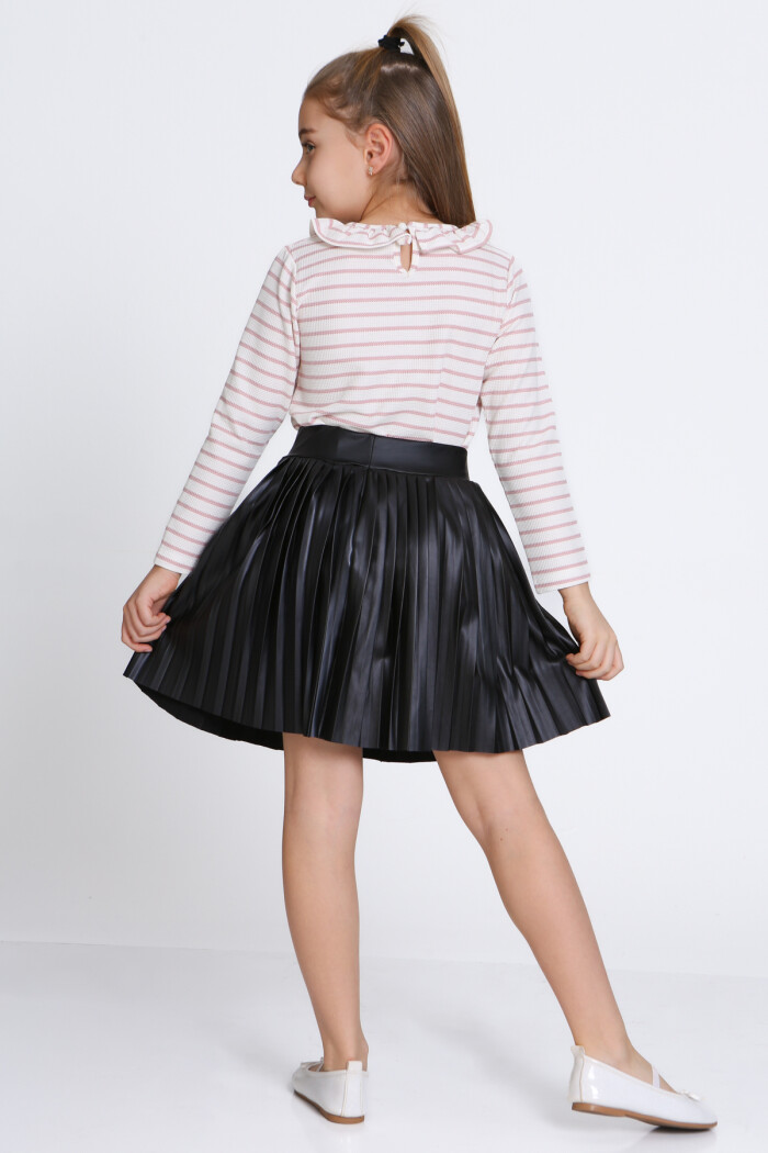 Kız Çocuk Pudra Etekli 3-7 Yaş Takım - 23310-2